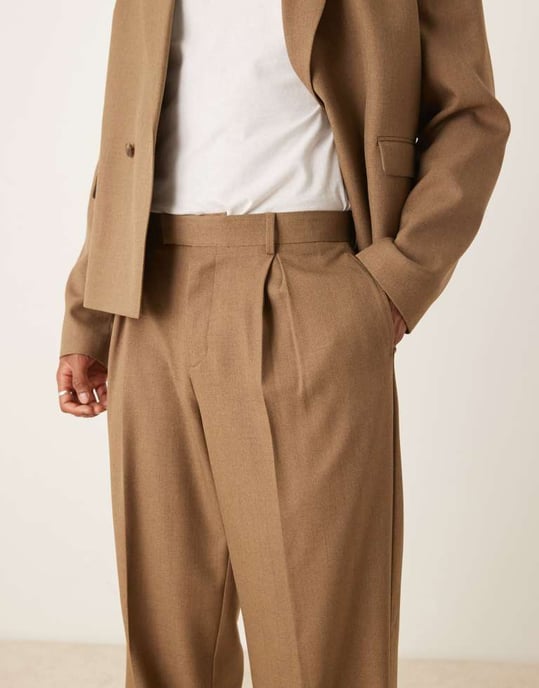 ASOS DESIGN vida byxorna i kostym i brunt - Image 2