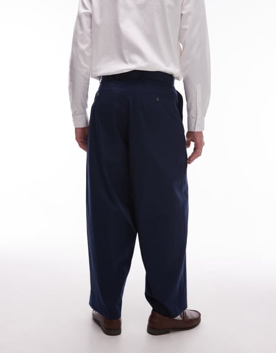 Topman vida linneblandade byxor i marinblått - Image 4