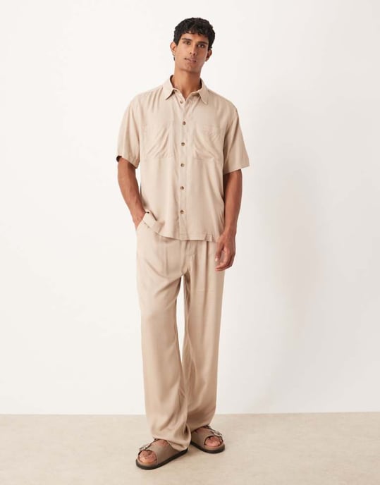 ASOS DESIGN matchande baggybyxor i stenfarbe - Image 1