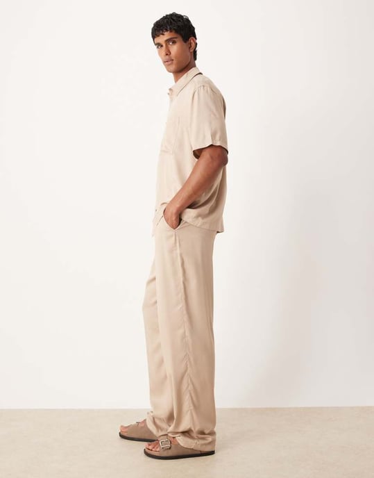 ASOS DESIGN matchande baggybyxor i stenfarbe - Image 3