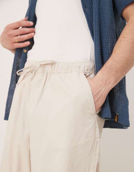 ASOS DESIGN baggy linneblandade byxor i sten - Image 2