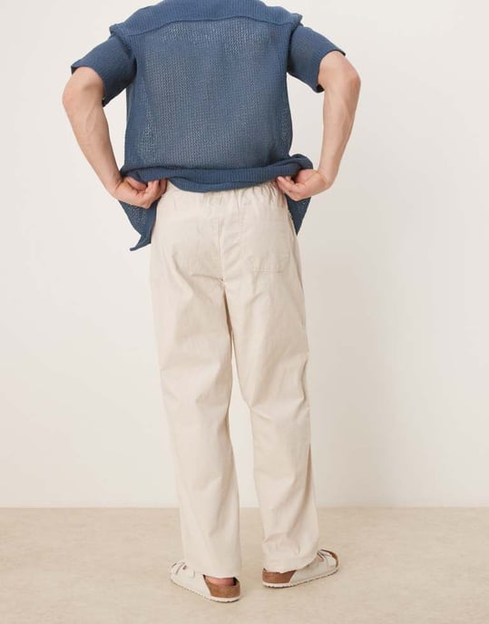 ASOS DESIGN baggy linneblandade byxor i sten - Image 3