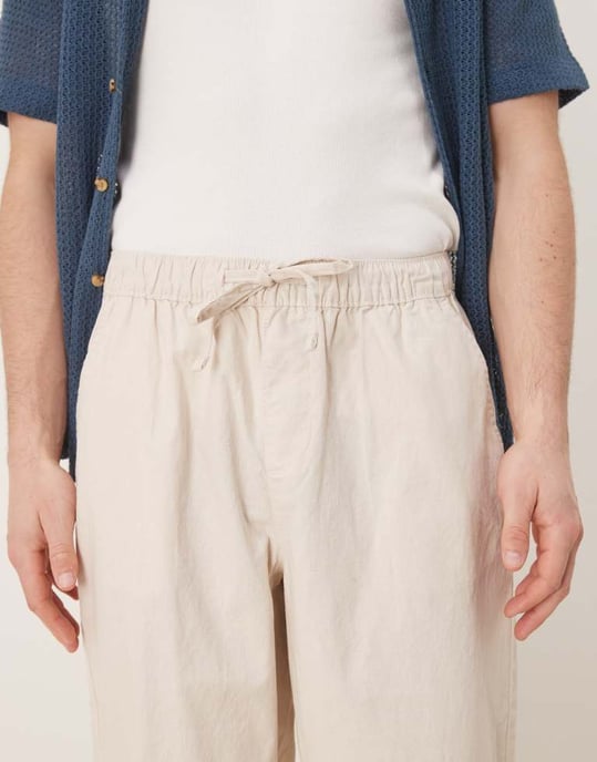 ASOS DESIGN baggy linneblandade byxor i sten - Image 4