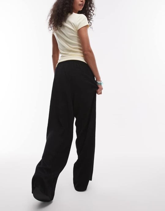 Topshop strukturerade vida byxor i svart - Image 3