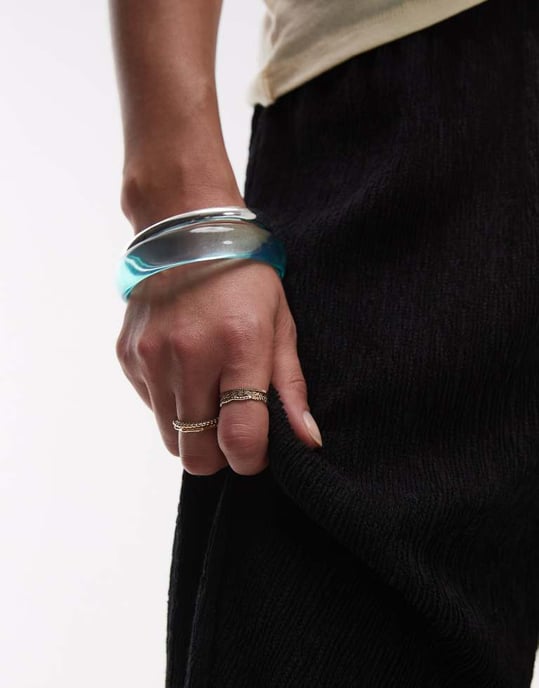 Topshop strukturerade vida byxor i svart - Image 4
