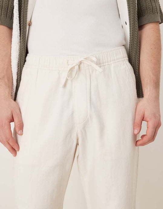 Abercrombie & Fitch baggy linnebyxor med dragsko i vitt - Image 4