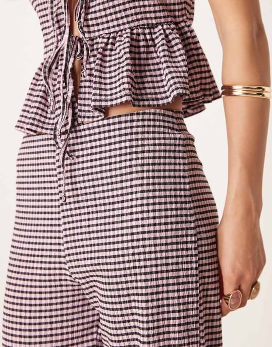 ASOS DESIGN vida byxor koord i rosa och svart rutigt - Image 2