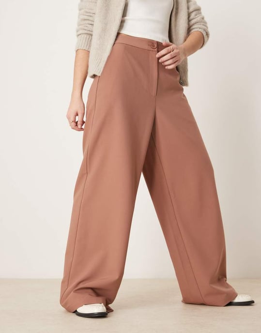 ASOS DESIGN skräddarsydda avslappnade raka byxor i aprikos - Image 2