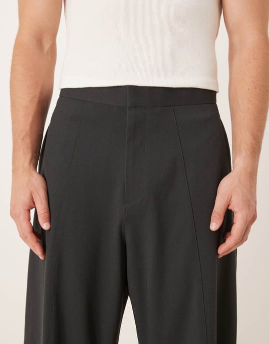 ASOS DESIGN skräddarsydda byxor med tunnellår och sidjusteringar samt sömdetaljer i kolgrå - Image 4