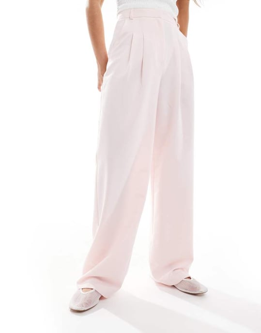 Miss Selfridge skräddarsydda vida byxor i rosa - Image 2
