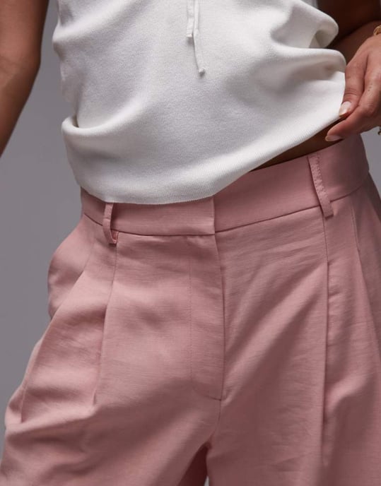 Topshop premium skräddarsydda vida cuprobyxor i rosa - Image 3