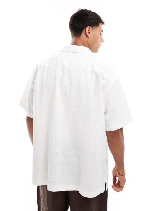 Jack & Jones strukturerad skjorta i vitt - Image 4