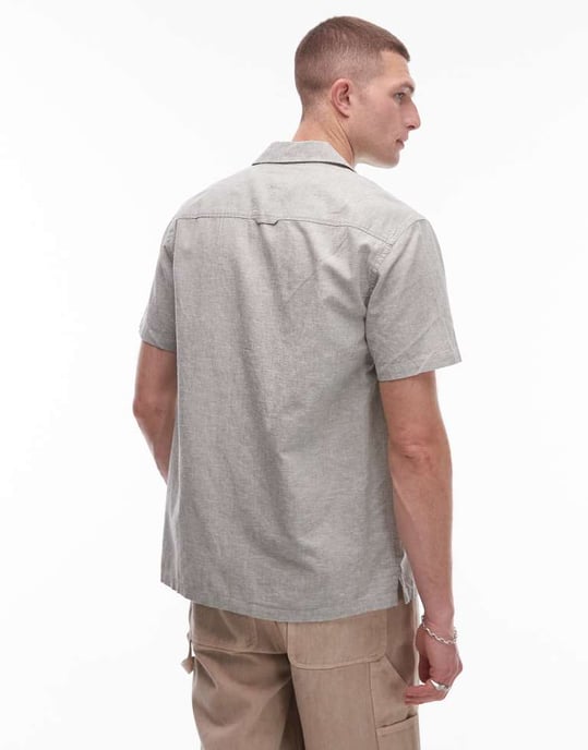 Tommy Jeans linneskjorta med knappar i tvättad grön - Image 3