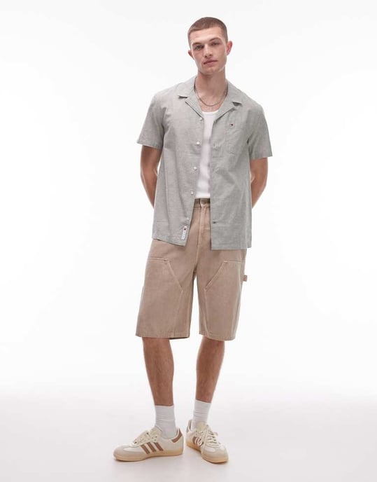 Tommy Jeans linneskjorta med knappar i tvättad grön - Image 4