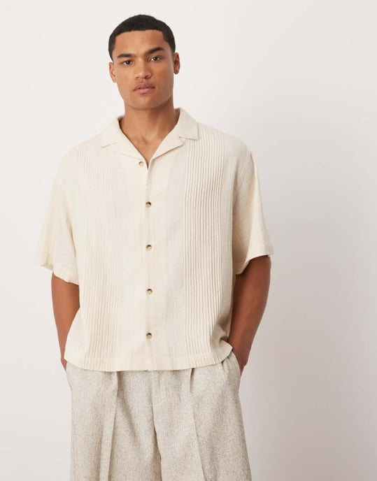 ASOS DESIGN boxig revere-skjorta med fickdetaljer i sten - Image 1