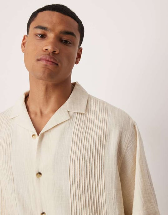ASOS DESIGN boxig revere-skjorta med fickdetaljer i sten - Image 3