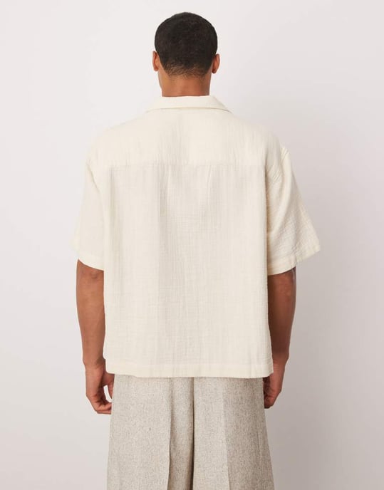 ASOS DESIGN boxig revere-skjorta med fickdetaljer i sten - Image 4