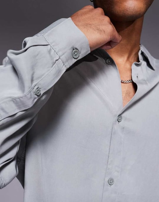 ASOS DESIGN premium oversized kort skjorta i grå - Image 3