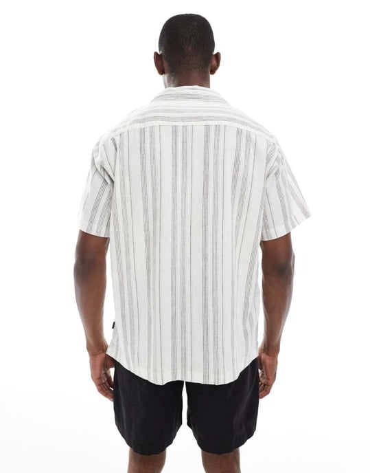 Jack & Jones Premium linneblandning randig skjorta i vit - Image 4