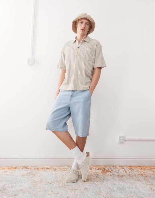 Veckodagströja i ribbad jersey i beige - Image 2