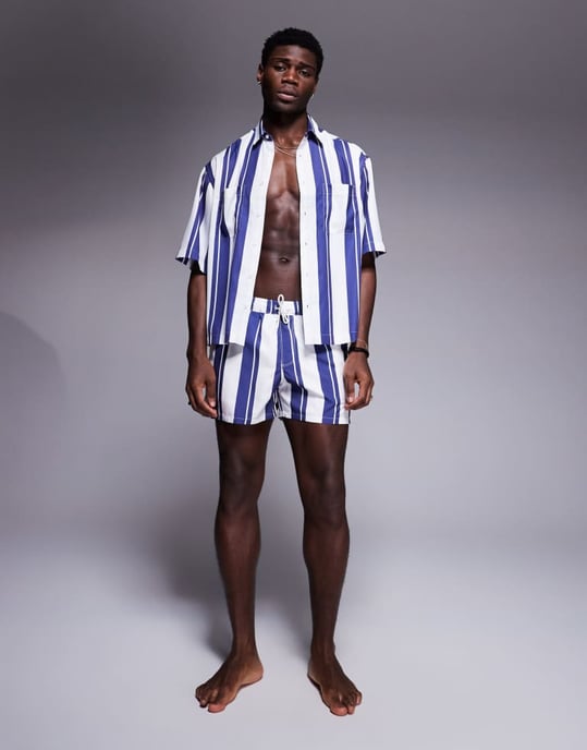 ASOS DESIGN co-ord boxy oversized skjorta i vit och blå randig - Image 2
