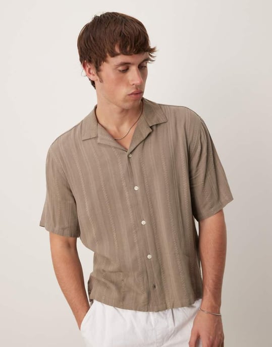 Abercrombie & Fitch långärmad kortärmad lätt skjorta i grå - Image 1