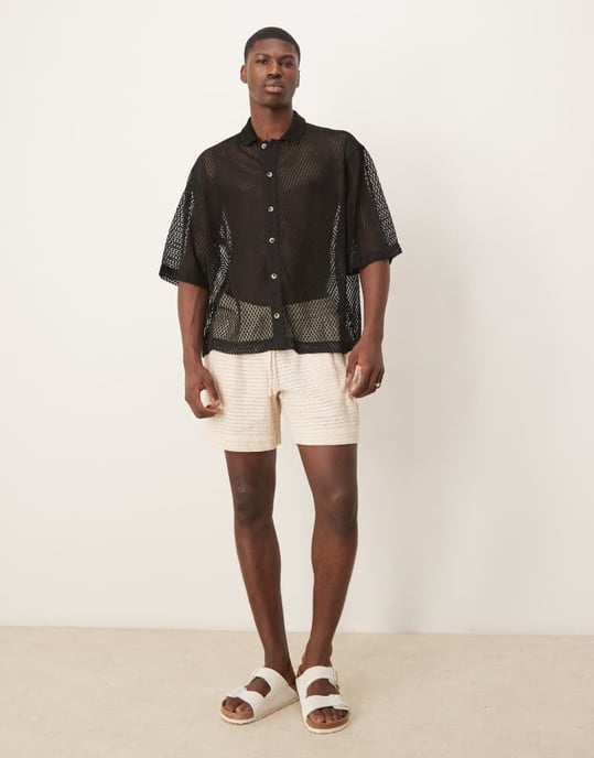ASOS DESIGN storboxig meshskjorta i svart - Image 2