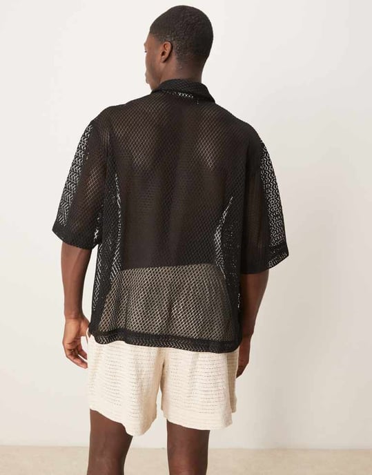 ASOS DESIGN storboxig meshskjorta i svart - Image 3