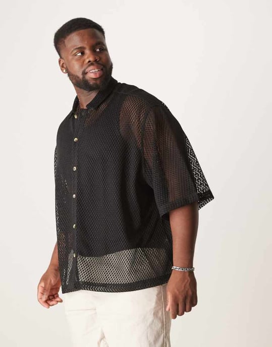 ASOS DESIGN storboxig meshskjorta i svart - Image 4