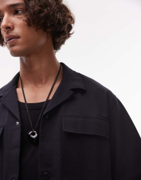 Topman premium funktionell knappgenomgång jersey skjorta med tryckknappar i marinblått - Image 2