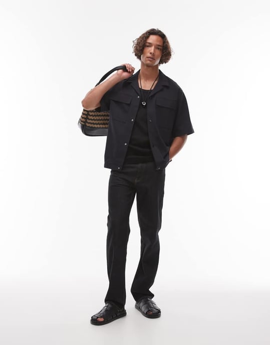 Topman premium funktionell knappgenomgång jersey skjorta med tryckknappar i marinblått - Image 3