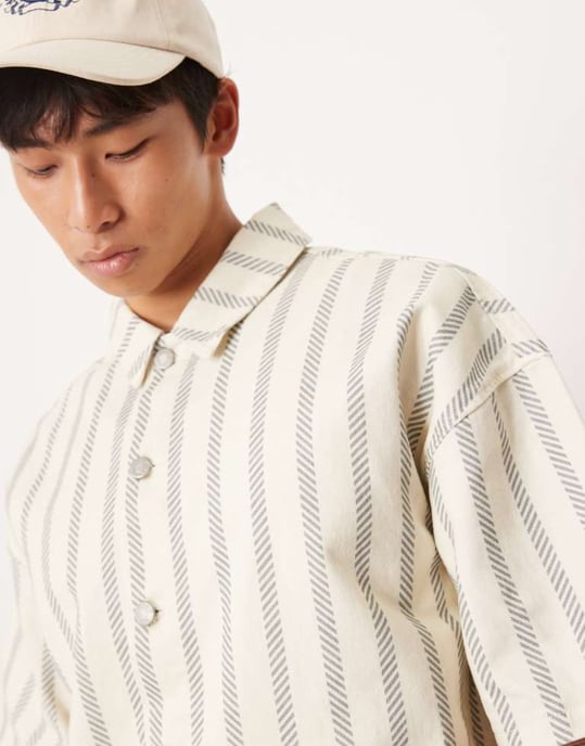ASOS DESIGN koord oversized boxy skjorta i randig mönster - Image 3