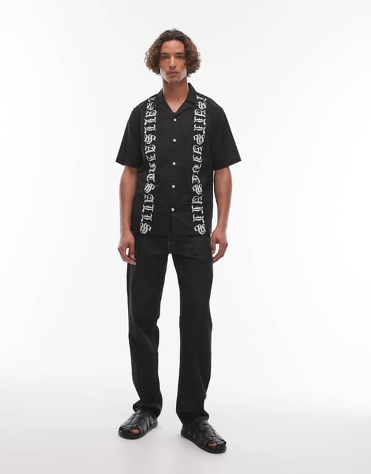 Allsaints Skrift T-shirt i blekt svart - SVART - Image 3