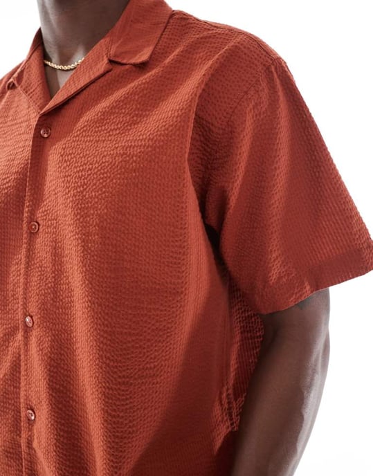 Jack & Jones skjorta med krage i seersucker mörkröd - Image 2