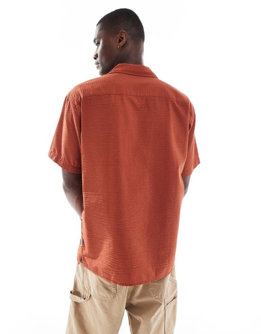 Jack & Jones skjorta med krage i seersucker mörkröd - Image 4