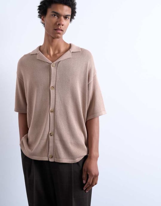 Topman avslappnad knäppskjorta i sten - Image 1