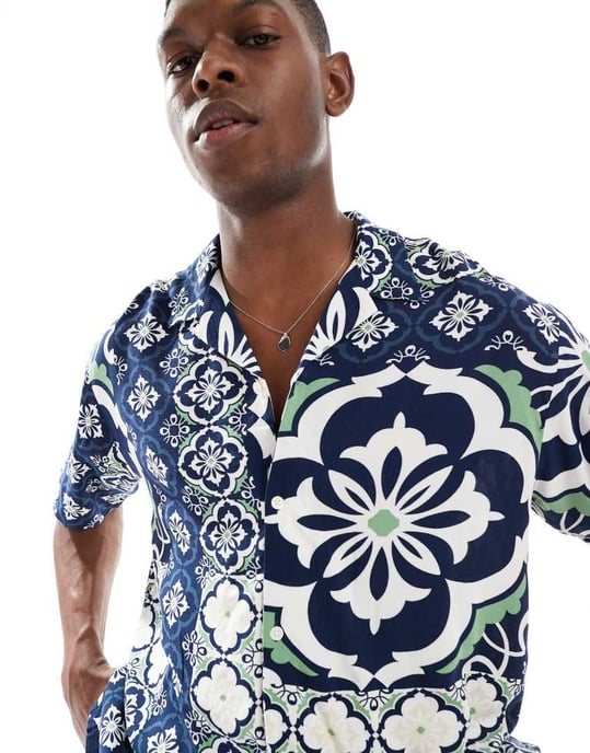 Jack & Jones oversize-skjorta med kakeltryck - Image 3