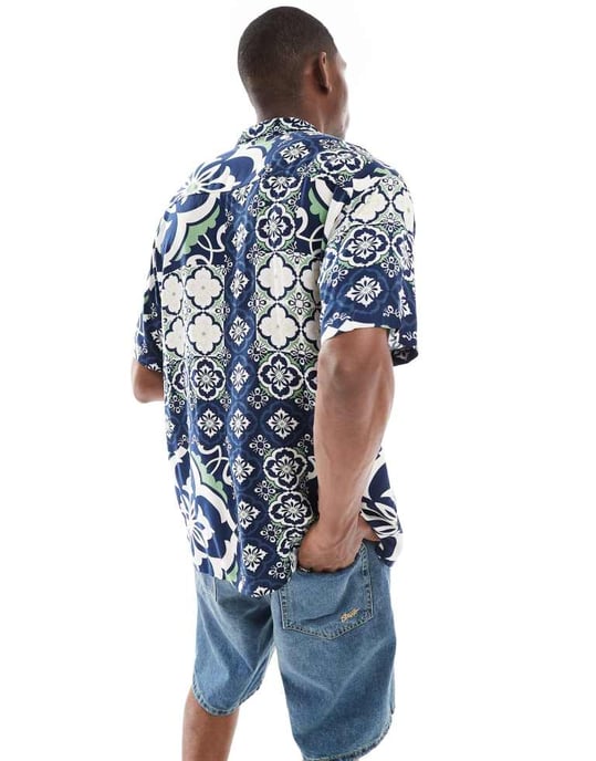 Jack & Jones oversize-skjorta med kakeltryck - Image 4