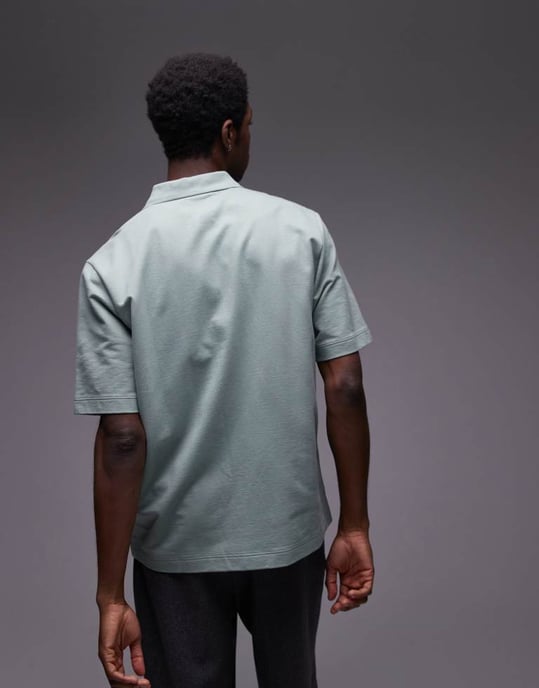 Topman avslappnad passform knappad jersey skjorta i salvia - Image 3