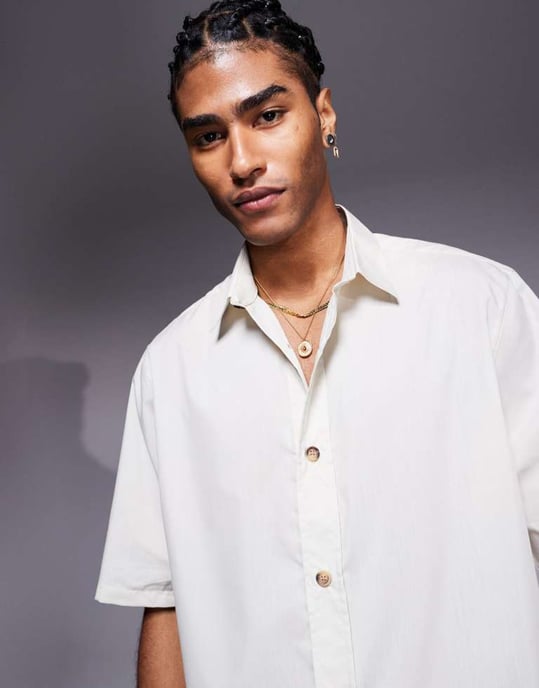 ASOS DESIGN avslappnad poplin-skjorta i beige - Image 3