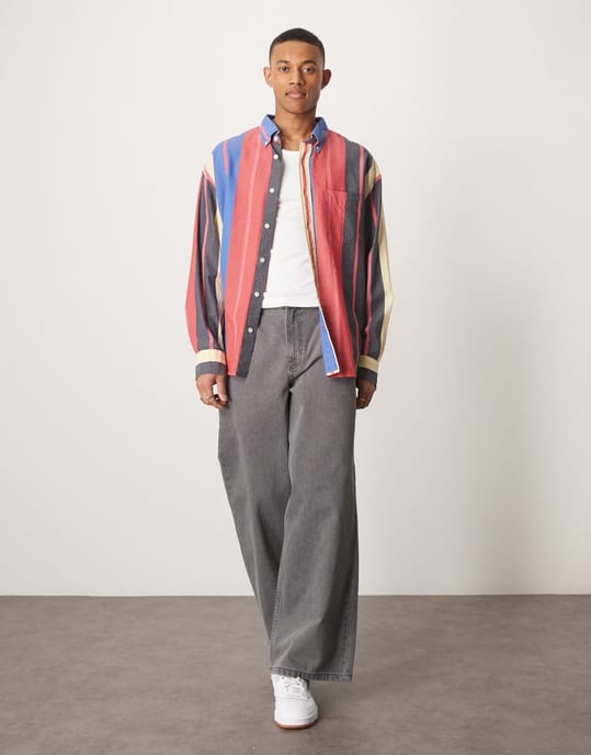 GANT seersucker mångfärgad randig oversized skjorta - Image 3