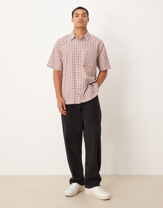 ASOS DESIGN avslappnad rutigt skjorta i röd - Image 2