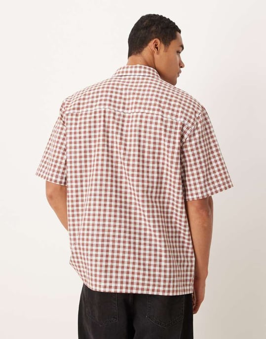 ASOS DESIGN avslappnad rutigt skjorta i röd - Image 3