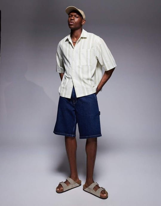ASOS DESIGN oversized skjorta i neutral rand - Image 2