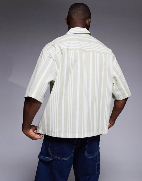 ASOS DESIGN oversized skjorta i neutral rand - Image 3