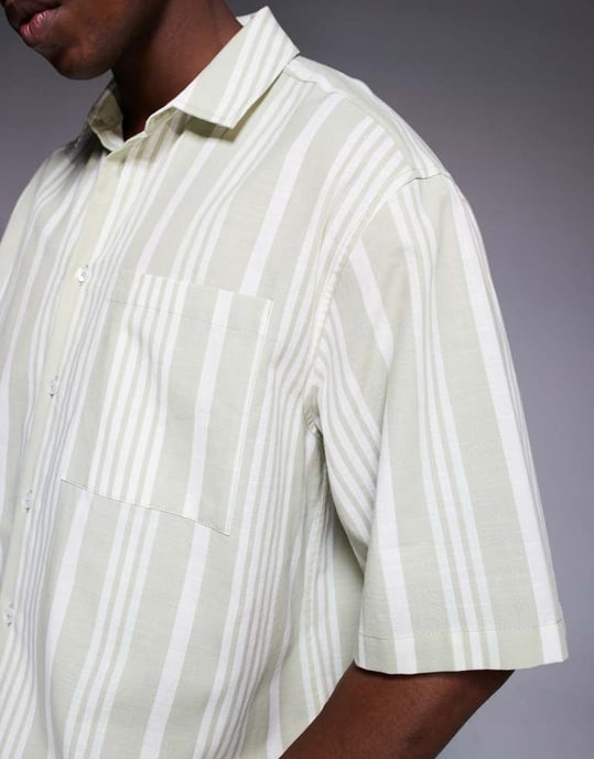 ASOS DESIGN oversized skjorta i neutral rand - Image 4