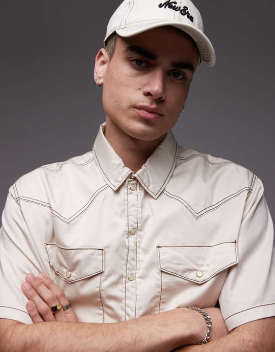 Dickies River Ranch västerländsk arbetskjorta i off white - Image 4