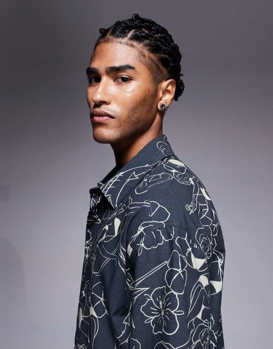 ASOS DESIGN boxy co-ord oversized skjorta i svart sommartryck - Image 4