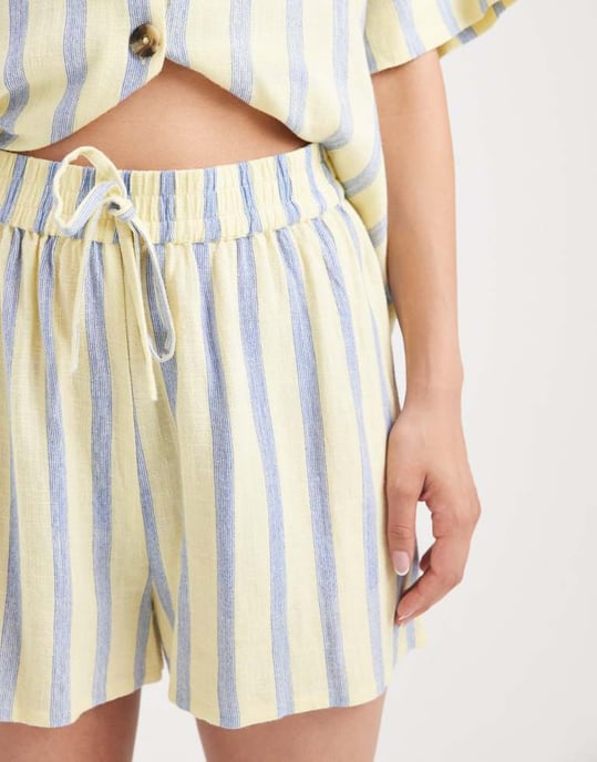 ASOS DESIGN linneblandning kortbyxor i randig mönster - Image 4