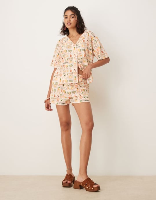 ASOS DESIGN mini short set i palmer semestertryck - Image 1